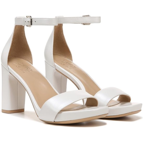 Womens Joy Ankle Strap Heeled Dress Sandal,White,7.5 Wide