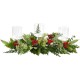  20in. Holiday Winter Greenery and Berries Triple Candle Holder Artificial Christmas Table Arrangement