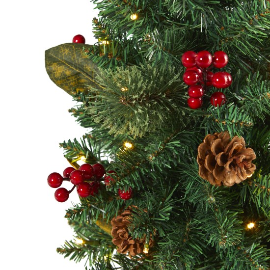  2ft. Pine, Pinecone and Berries Artificial Christmas Tree with 35 LED Lights and 86 Bendable Branches