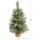  2ft. Snow Tipped Pine and Berry Artificial Christmas Tree with 35 Warm White LED Lights in Burlap Base