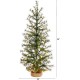  3ft. Artificial Christmas Tree with 50 Clear LED Lights Set in a Burlap Base