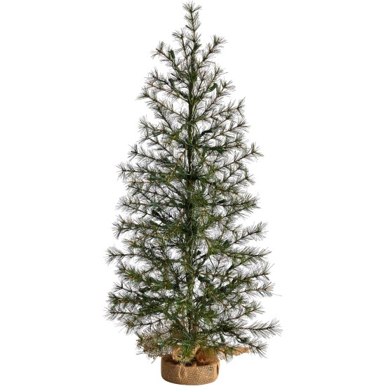  3ft. Artificial Christmas Tree with 50 Clear LED Lights Set in a Burlap Base