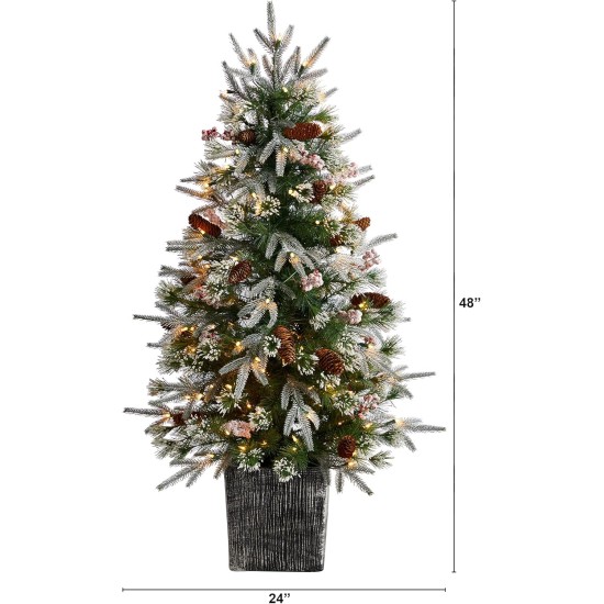  4ft. Frosted Artificial Christmas Tree Pre-Lit with 105 LED light