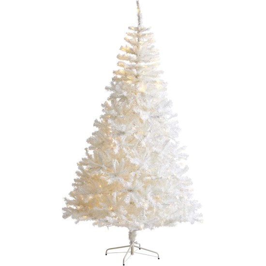  8ft. White Artificial Christmas Tree with 1500 Bendable Branches and 450 LED Lights