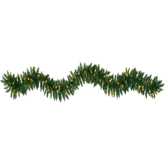  9ft. Christmas Pine Artificial Garland with 50 Warm White LEDs Lights, Green