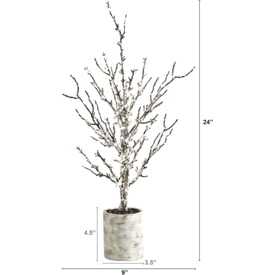  Snowed Twig Artificial Tree In Decorative Planter, 24″