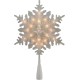  10″ Lighted White Snowflake Christmas Tree Topper – Clear Lights