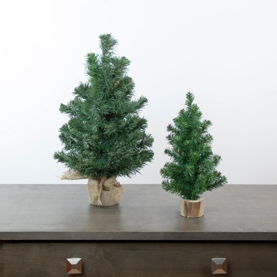  1.5 FT Potted Mini Pine Medium Artificial Christmas Tree, Unlit, 18”, Green