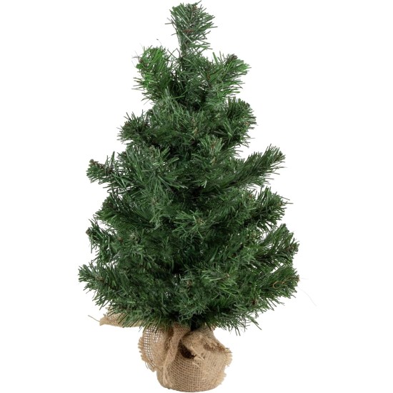  1.5 FT Potted Mini Pine Medium Artificial Christmas Tree, Unlit, 18”, Green