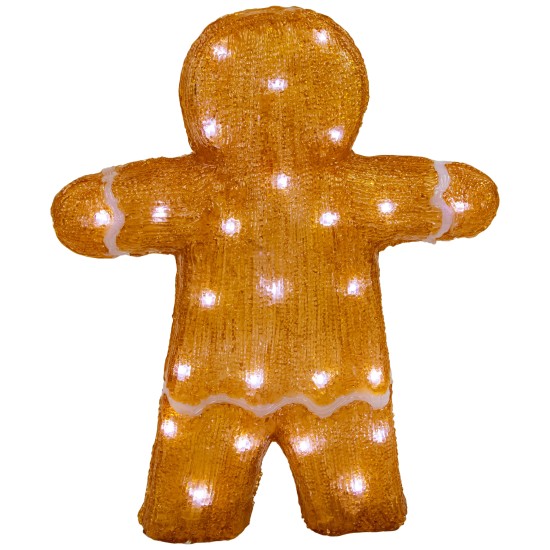  16″ LED Lighted Acrylic Gingerbread Man with Bow Tie Christmas Decoration