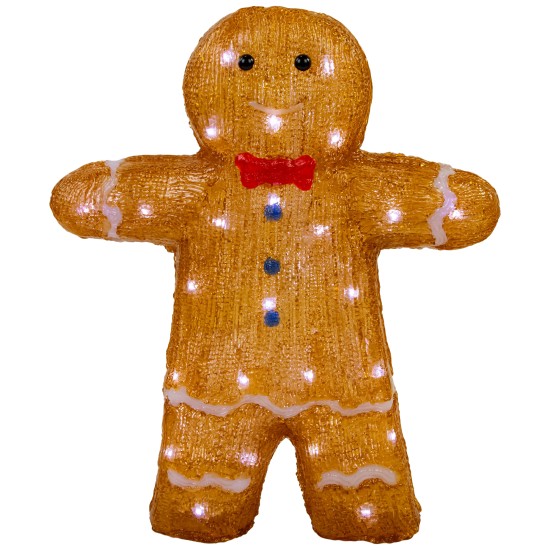  16″ LED Lighted Acrylic Gingerbread Man with Bow Tie Christmas Decoration