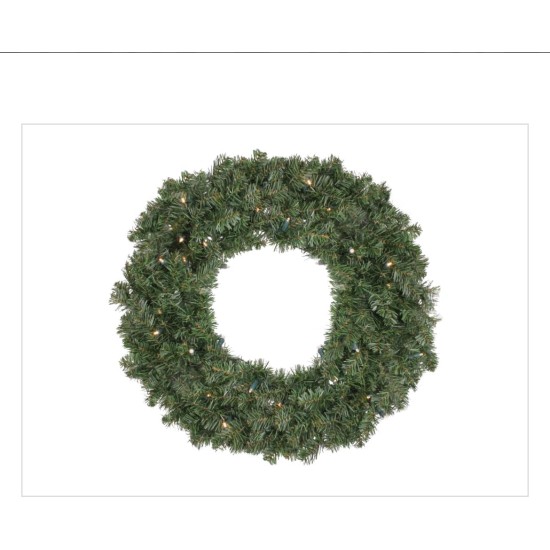  24″ Pre-Lit Led Canadian Pine Artificial Christmas Wreath, Green