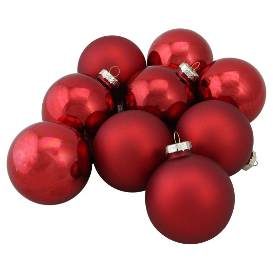  9ct Red 2-Finish Christmas Ball Ornaments 2.5 (65mm)