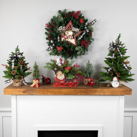  Coniferous Mixed Pine Artificial Christmas Wreath, 24″, Green