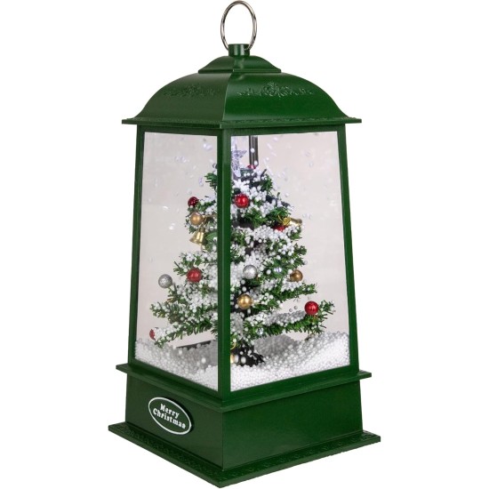  LED Lighted Snowing and Musical Decorated Christmas Tree Lantern – 13.5″