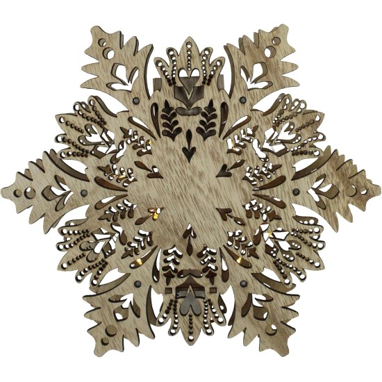  Lighted Battery Operated Snowflake Christmas Tree Topper, 8.5”, Brown