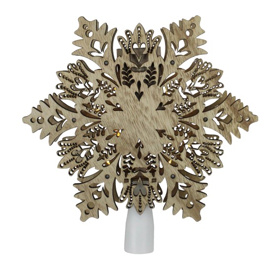  Lighted Battery Operated Snowflake Christmas Tree Topper, 8.5”, Brown