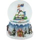  Santa Claus on Sleigh and Snowy Village Rotating Musical Christmas Water Globe Dome, 5.5″, Blue