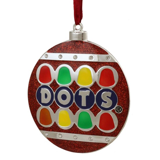  Silver Plated Dots Candy Logo Christmas Ornament with European Crystals, 3.5″