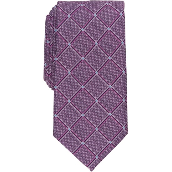  Mens Ebsen Grid Pink Tie Necktie