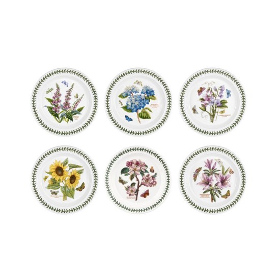  Botanic Garden Dinner Plates, Assorted Set of 6 – White