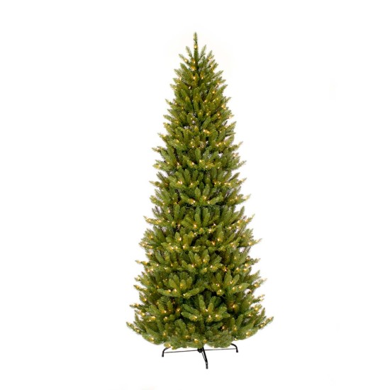  4.5 ft. Pre-lit Slim Franklin Fir Artificial Christmas Tree, Green