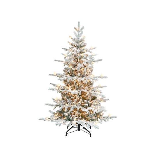  4.5-ft. Pre-Lit Flocked Utah Fir Artificial Christmas Tree, Green