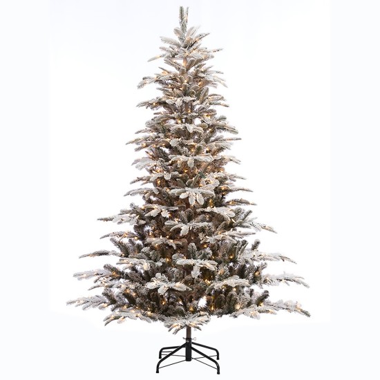  7.5 ft. Pre-lit Arctic Fir Flocked Artificial Christmas Tree, White