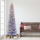  7.5′ Pre-Lit Flocked Fashion Pencil Tree with 300 Clear Incandescent Lights, 708 Tips – Blue