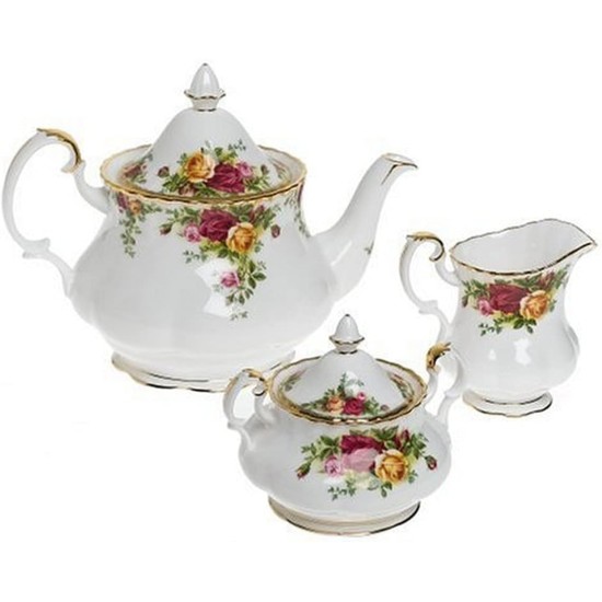  Old Country Roses 3-Piece (Teapot, Sugar & Creamer) Tea Set, Multi