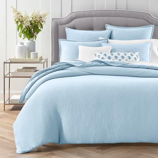  Textured Matelasse Duvet Cover Set, King, Coast Blue