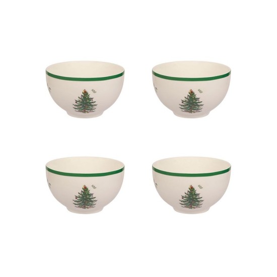  Christmas Tree Rice Bowl, Set of 4 – White Multi