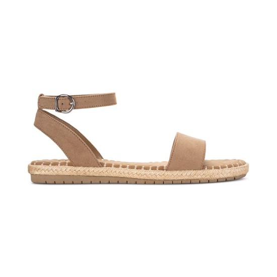 Style & Co Peggyy Ankle-Strap Espadrille Flat Sandals, Taupe, 7M