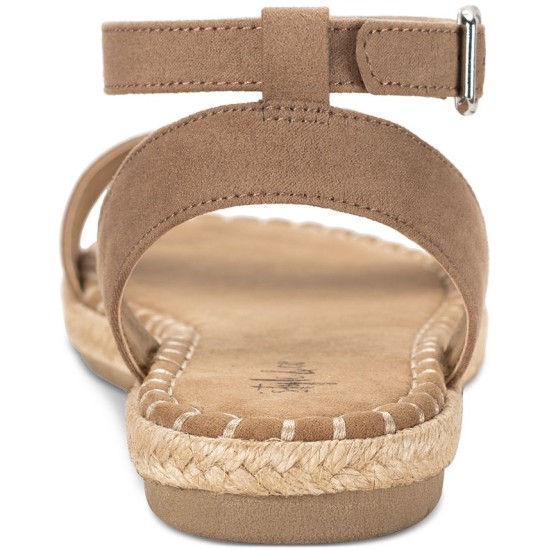 Style & Co Peggyy Ankle-Strap Espadrille Flat Sandals, Taupe, 7M