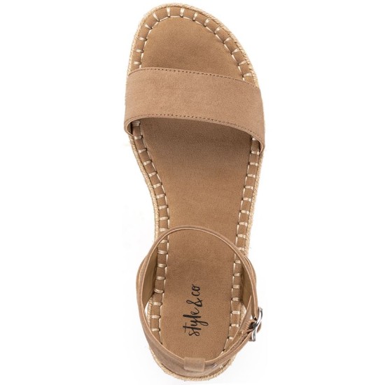 Style & Co Peggyy Ankle-Strap Espadrille Flat Sandals, Taupe, 7M