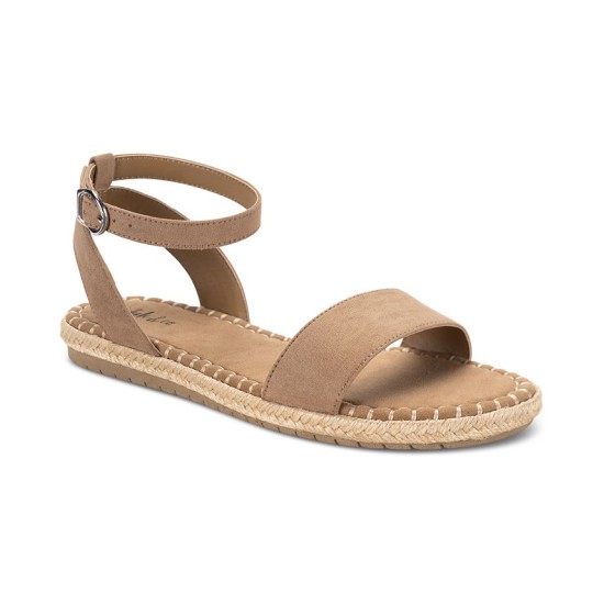 Style & Co Peggyy Ankle-Strap Espadrille Flat Sandals, Taupe, 7M