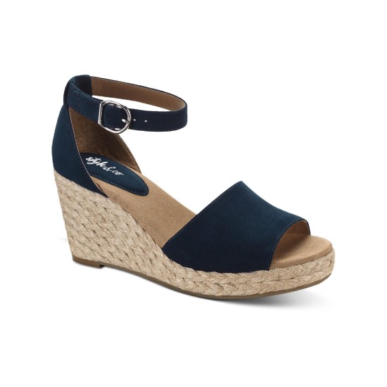 Style & Co. Womens Seleeney Faux Suede Wedge Sandals Navy 6 Medium (B,M)