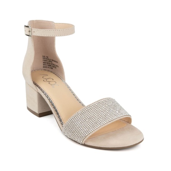  Women’s Noelle Block Heel Sandals, Beige, 5.5M