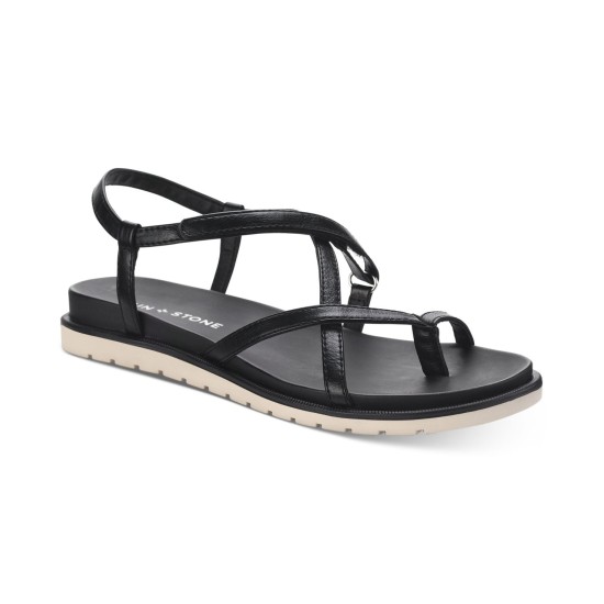  Juune Flat Sandals, Black, 7.5M