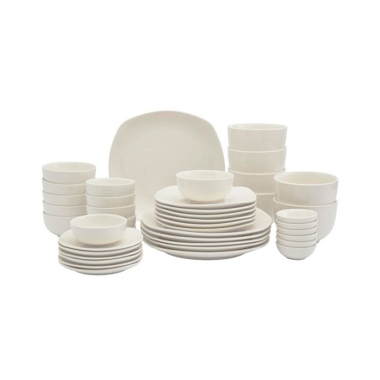  Inspiration by Denmark Soft Square 42 Pc. Dinnerware Set, Service for 6 – White