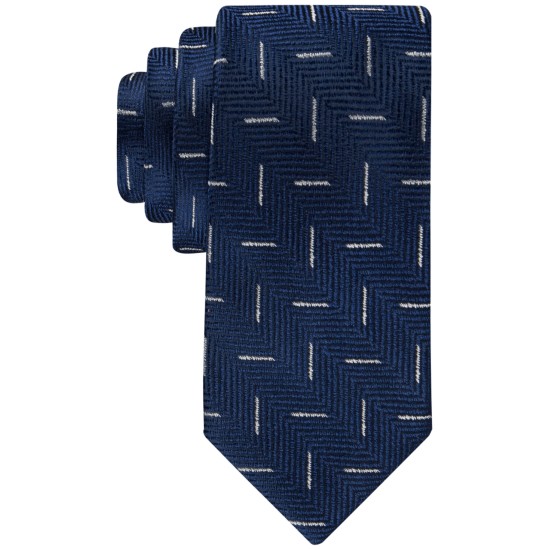  Men’s Herringbone Geo-Print Tie – Navy