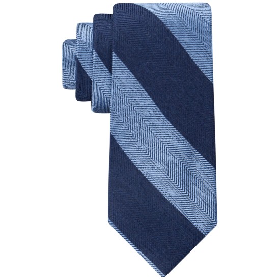  Mens Necktie Navy Blue Herringbone Stripe Tie