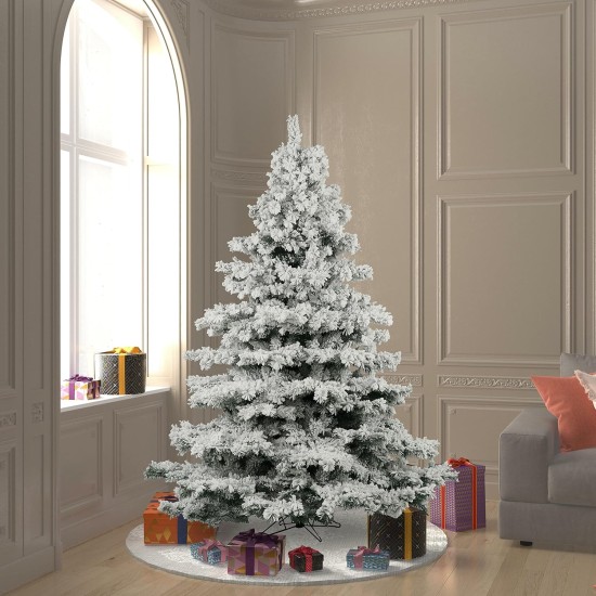  6.5′ Flocked Alaskan Pine Artificial Christmas Tree Unlit, White