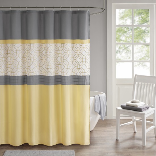  Donnell Embroidered Shower Curtain, 72″ x 72″ Bedding, Yellow