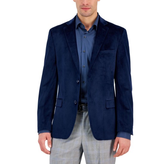  Men’s Slim-Fit Solid Velvet Sport Coats, Navy, 38R