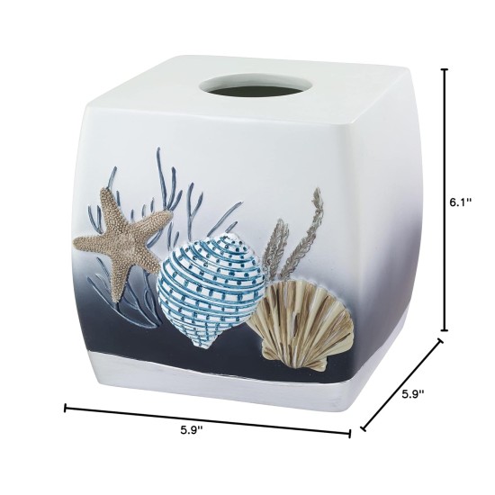  Blue Lagoon Ombre Seashells Tissue Box Cover