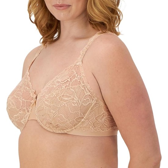  Womens Lace Desire Non-Foam Underwire Df6543 Bra, Champagne Shimmer, 36C