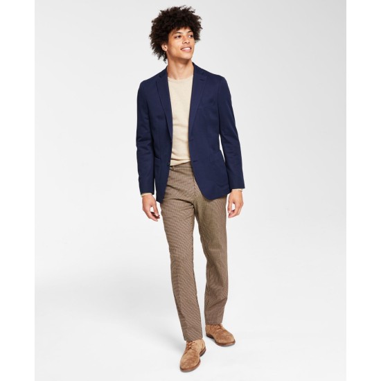  Men’s Slim-Fit Navy Solid Knit Blazer, Navy, 36S