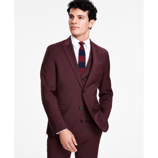  Men’s Slim-Fit Suit Jacket,Burgundy, 38L