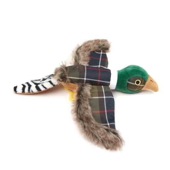  Plaid Logo Pheasant Squeaker Stuffed Dog Toy